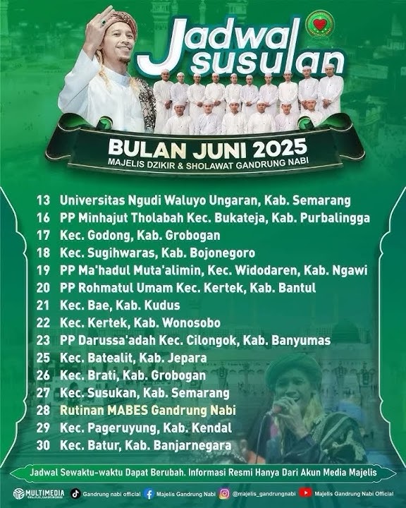 JADWAL MAJLIS SHOLAWAT GANDRUNG NABI BULAN JUNI 2025 #gandrungmania #trendingshorts