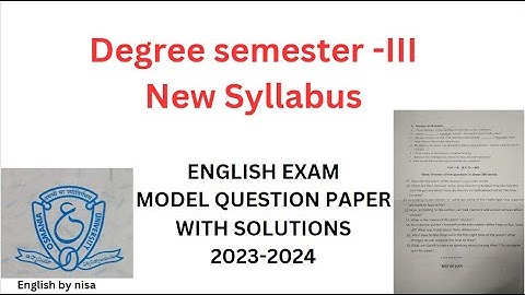 DEGREE 2nd Year NEW SYLLABUS III SEMESTER   ENGLISH PAPER PATTERN  || OSMANIA UNIVERSITY