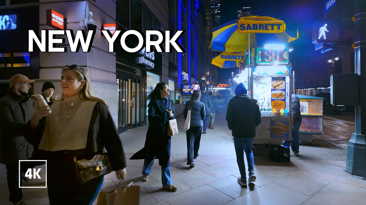 New York, Amerika Serikat | manhattan | Jelajah Kota Malam 4K