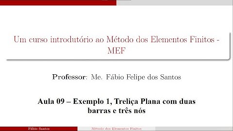 Método dos Elementos Finitos - Aula 09 - Exemplo 1 de Treliça Plana