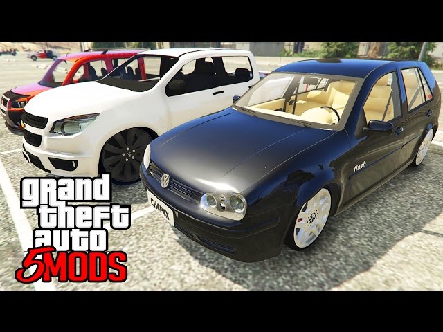 GTA 5 Mods - 09 Carros Brasileiros Muito REBAIXADOS para Encontros! GOL ,  GOLF & STILO (GTA V PC) 