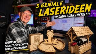 🔥 3 Laserideen in LightBurn erstellt – Untersetzer, Schale & Weinhalter selber bauen! 🐸🍷
