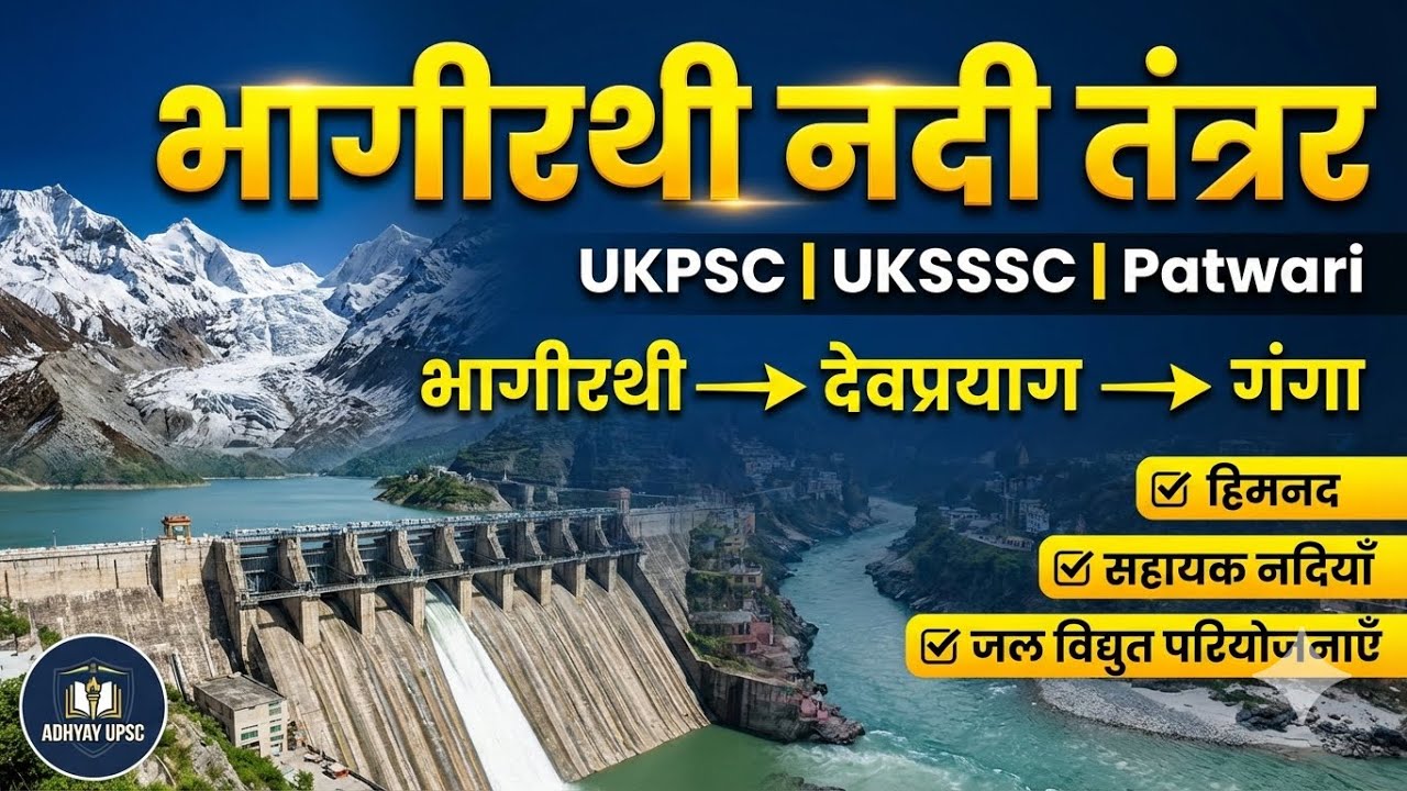 भागीरथी नदी तंत्र सम्पूर्ण विश्लेषण | हिमनद, सहायक नदियाँ, जल विद्युत परियोजनाएँ | UKPSC | UKSSSC 