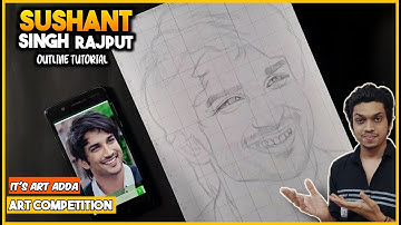 Drawing of sushant singh rajput step by step | sushant singh outline drawing @itsartadda #grid #easy