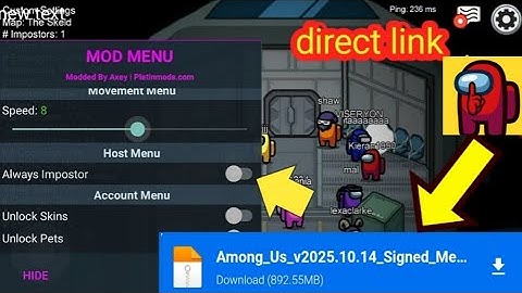 Among us mod menu Latest version/among us mod apk, auto imposter, everything unlocked