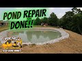 Finishing up the pond repair excavation.This one turned out killer!! DIY pond repair. #excavation