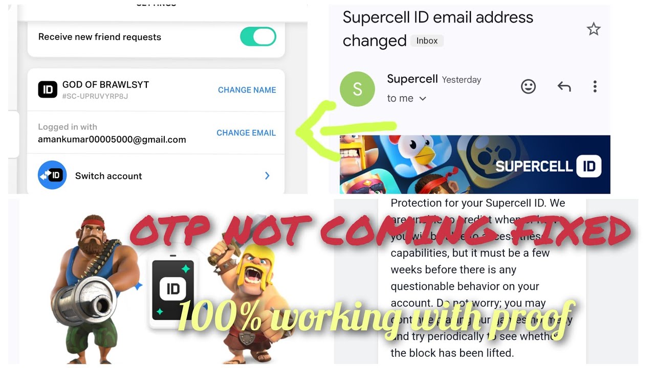 Clash Of clan gmail change |COC id verification problem |COC gmail ...