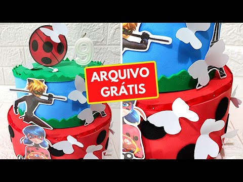 Topo de Bolo Cat Noir - Ladybug (Arquivo Digital)