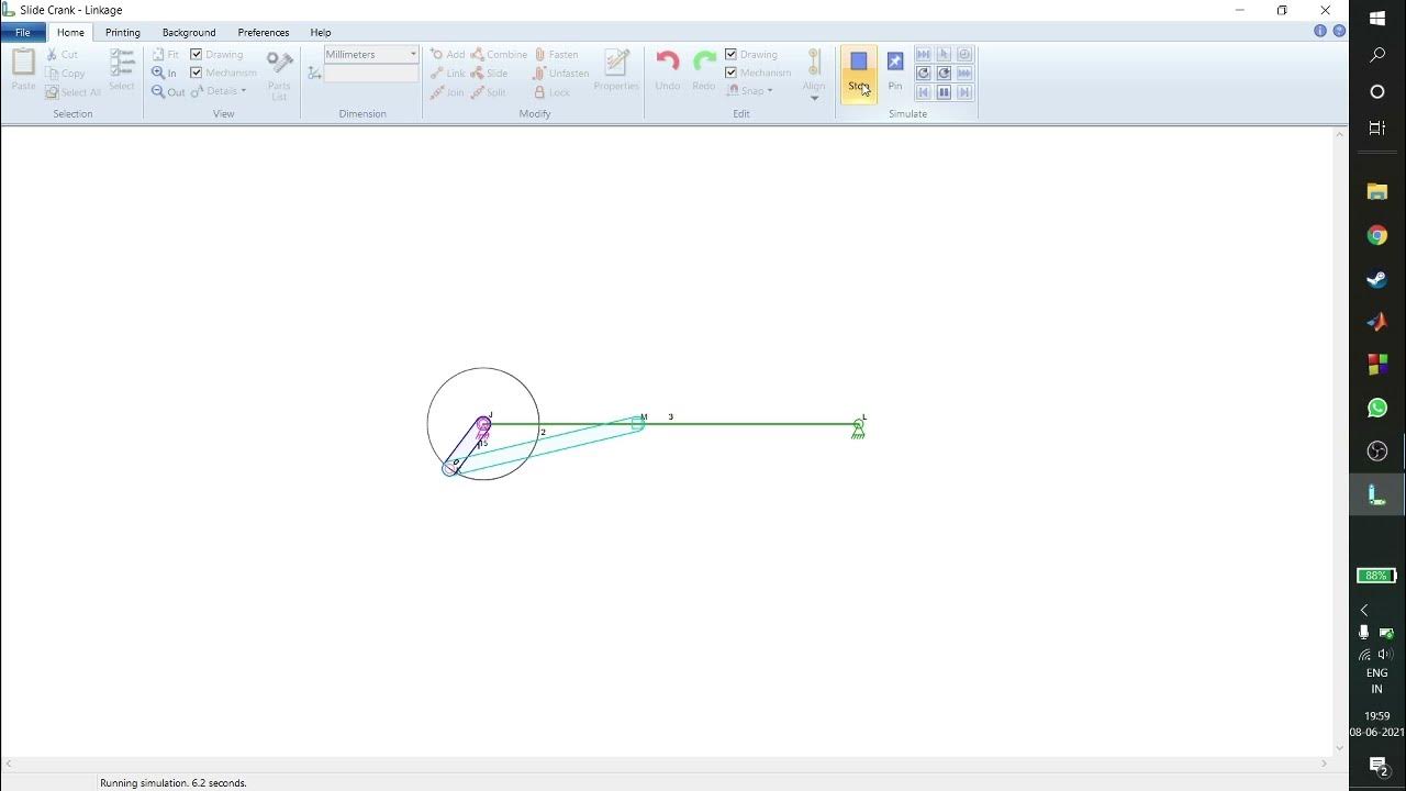 SliderCrank mechanism simulation using Linkage software YouTube