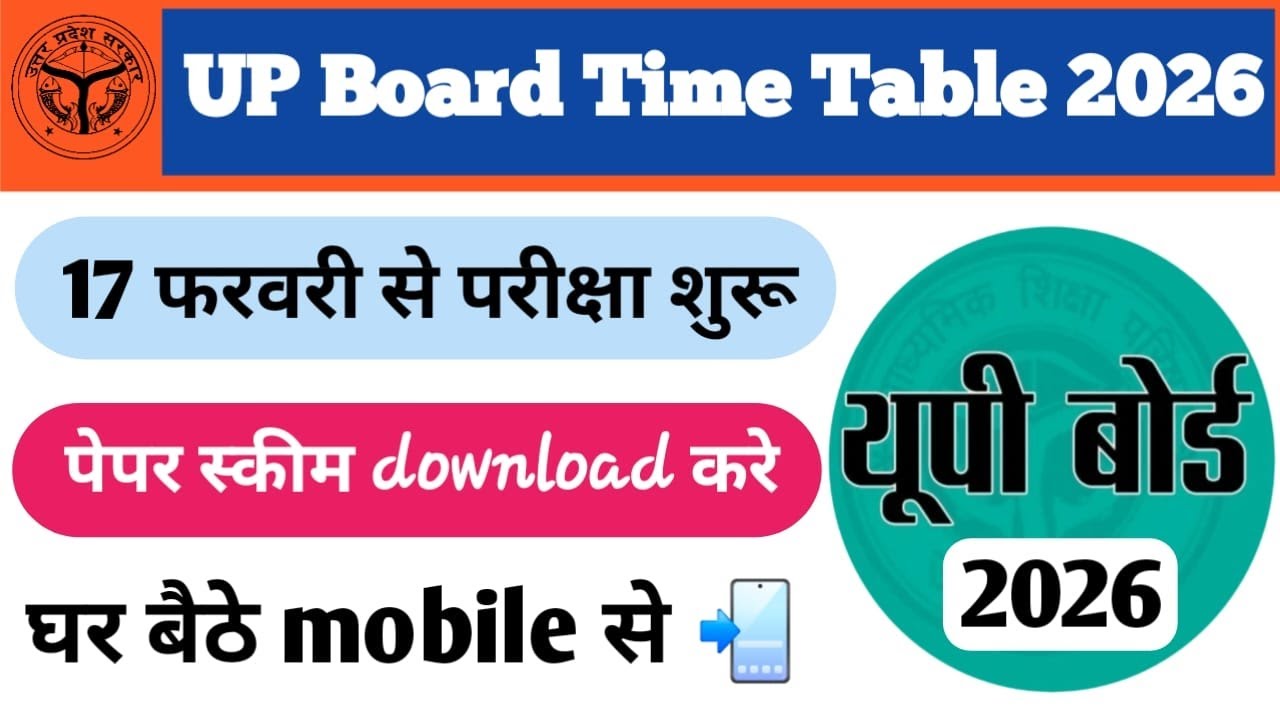 Up Time Table यूपी बोर्ड परीक्षा Time Table 2026 II UP Board time table 2026 I UP ...