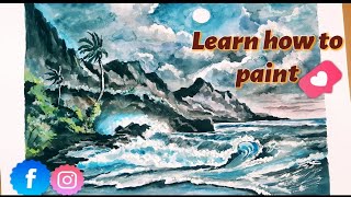 ocean painting beginners watercolor easy