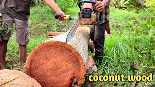 Cut down the coconut, at a cut of 14x14cm (2.5 m) in length, and make a column for the gazebo