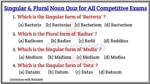 Singular and Plural Noun Practice Set | Singular and Plural Noun Quiz |  Noun Practice Set Exercise