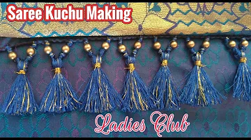 Saree Tassels I Saree Kuchu making with Beads Simple Design I Gonde Designs I Tutorial