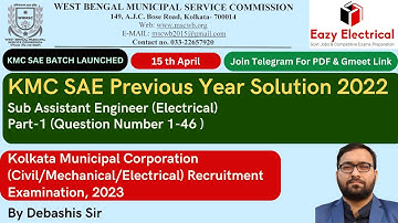 WBMSC KMC SAE Previous Year Solution Electrical 2022 I WBMSC KMC SAE Recruitment 2023 I Part-1
