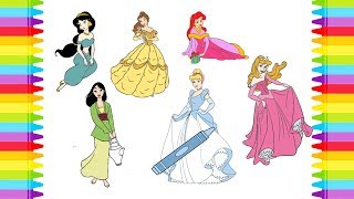 Disney Princesses Coloring book Pages For kids Learning Colors screenshot 4