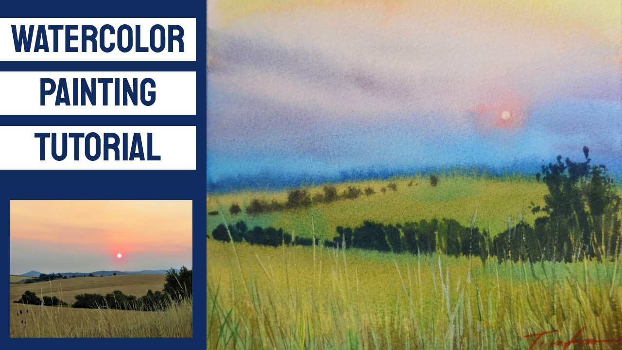 WATERCOLOR Painting TUTORIAL - How to Paint a LANDSCAPE # ...