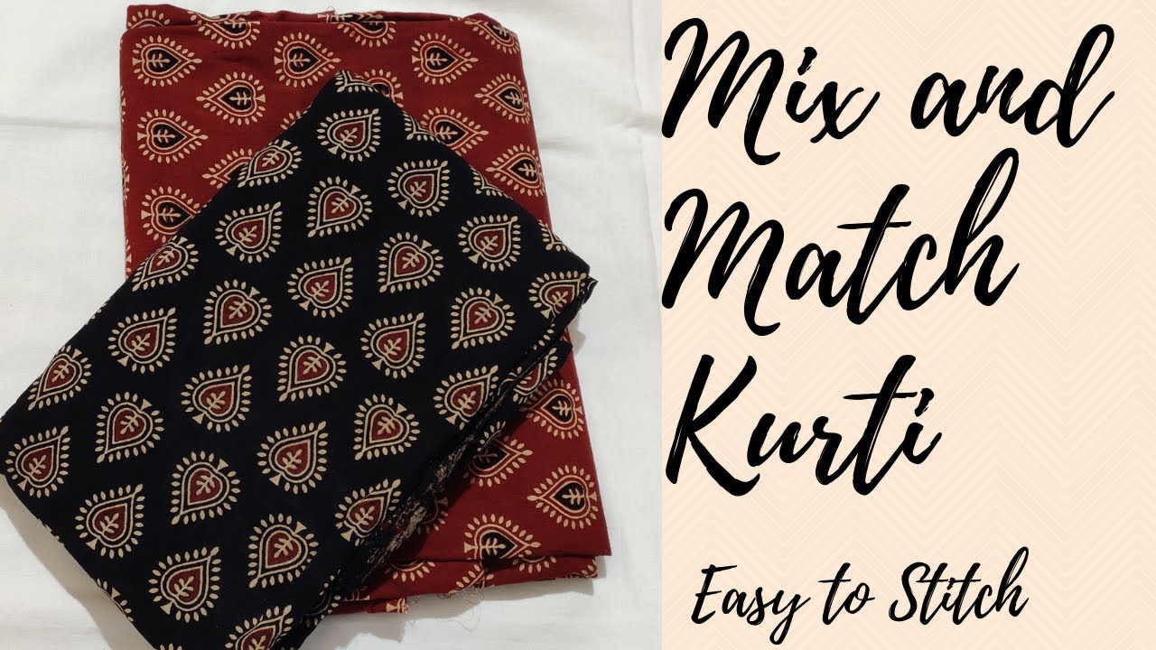 Mix and Match Ajrakh Print Kurti ||Mix and Match Kurti ||Kurti cutting and stitching@EasyToStitch