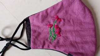 hand embroidery for mask , embroidery design on mask