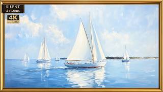 Sailboats on Calm Water Frame TV Art 4K | Hamptons Coastal Summer Decor | 4 Hours Silent screenshot 4