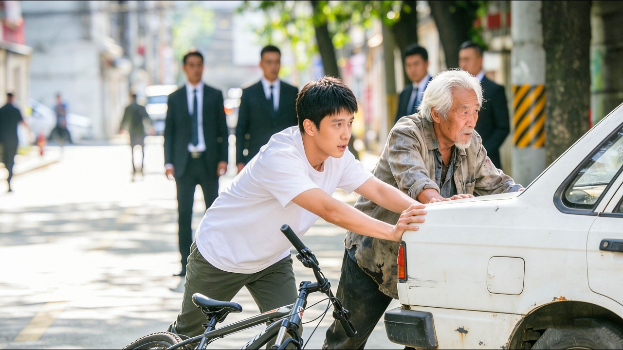 Joven ayuda a viejo pobre a empujar carrito, es presidente millonario, destino cambia!