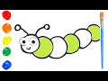 How to Draw a Caterpillar for Kids Easy / Worm Drawing and Coloring / Как нарисовать червяка