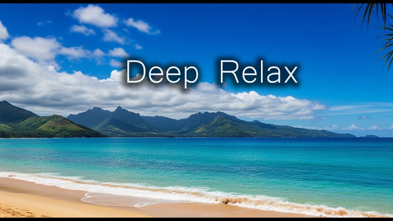 PARADISE FOUND 🌊 Tropical Beach with Crystal Clear Waves & Mountain View | Relaxing Ocean Sounds 4K