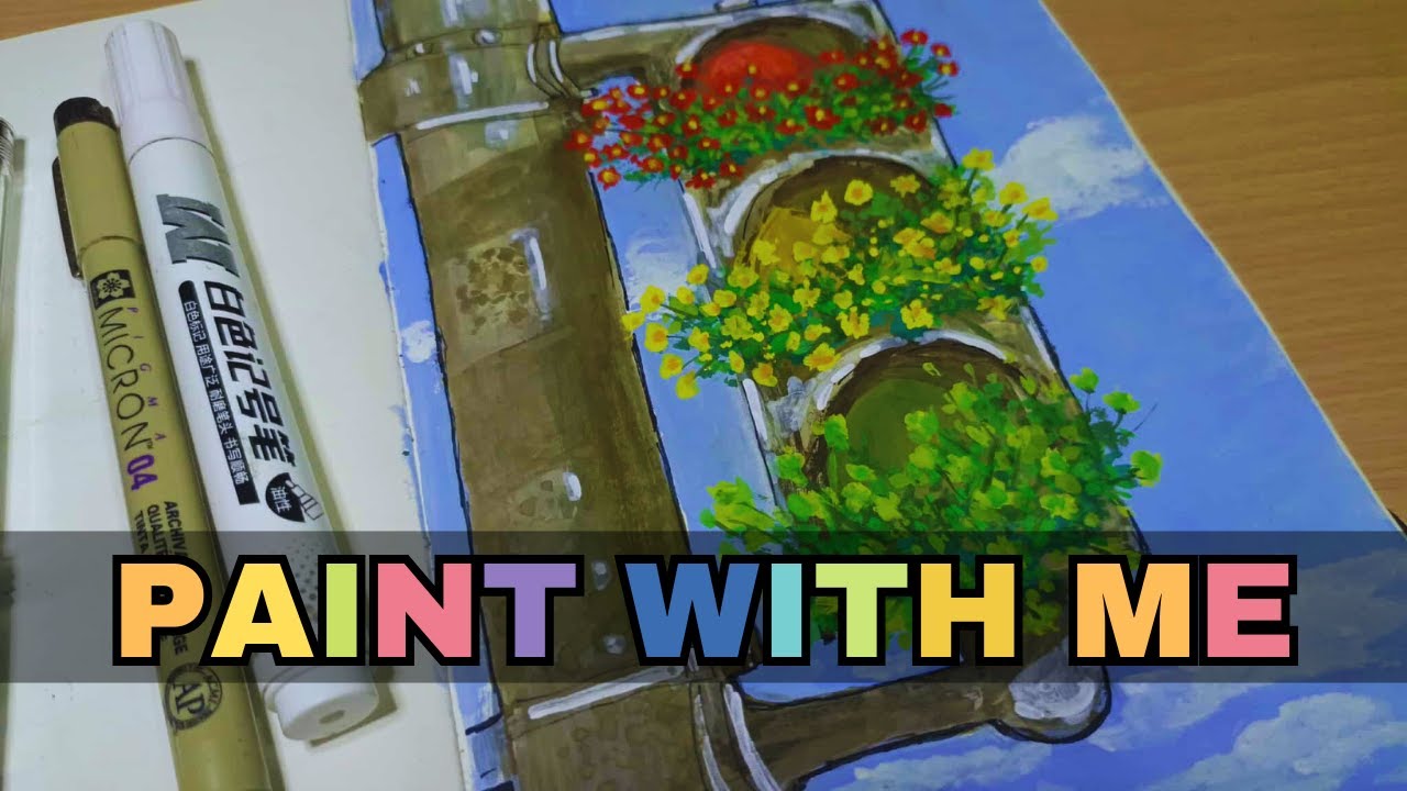 Blooming Traffic Lights 🌸 | Miya Himi Gouache Painting