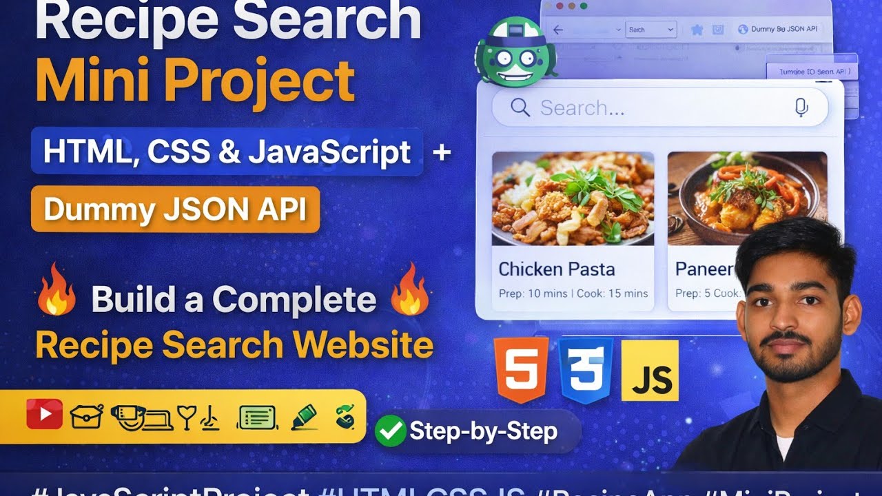 Full Recipe Website Project ๐ HTML, CSS & JavaScript with Dummy JSON ...