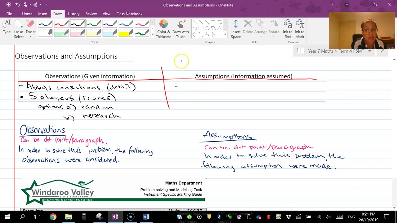 observations in maths assignment