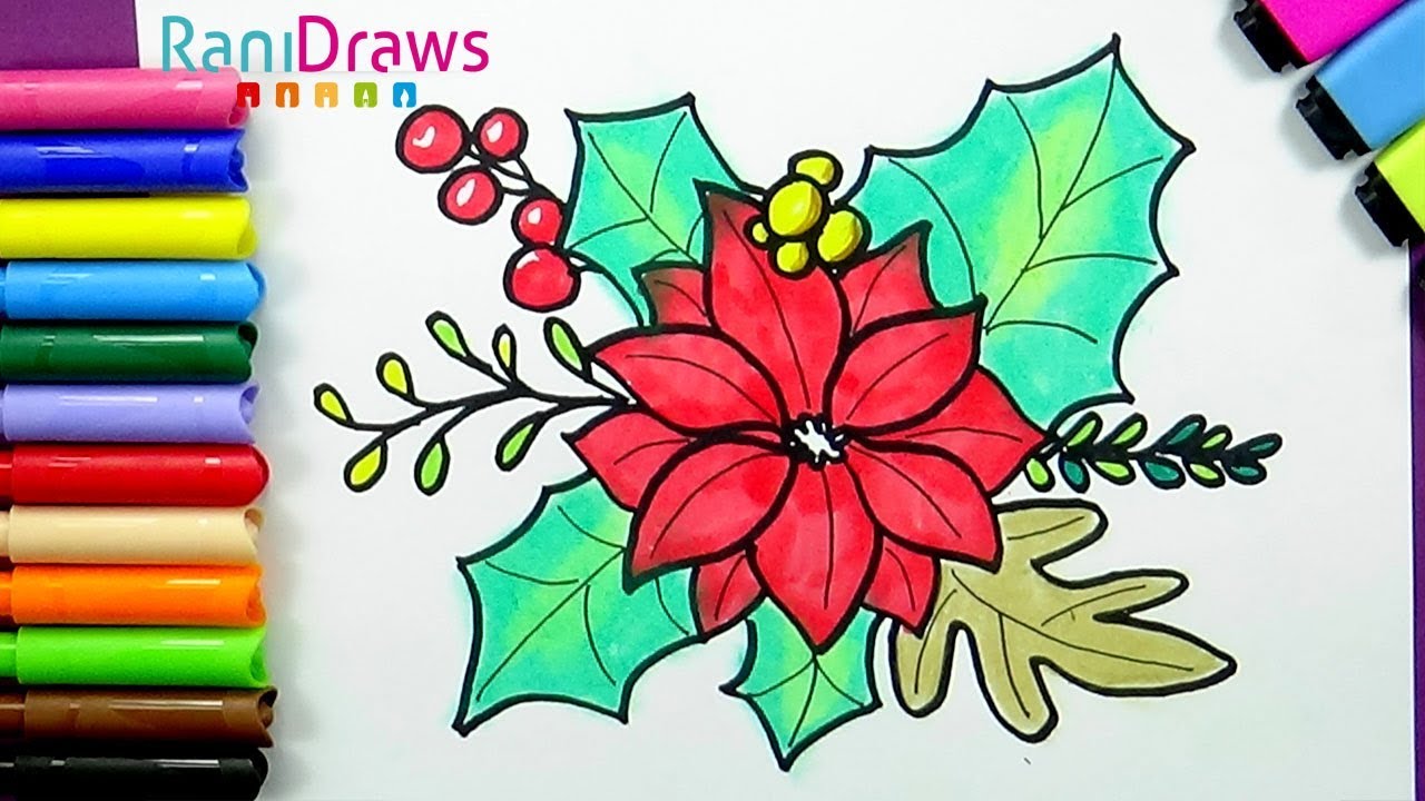 Cómo dibujar una FLOR NAVIDEÑA - Dibujos de navidad fáciles - thptnganamst.edu.vn