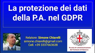 La protezione dei dati della P.A. nel GDPR - 28/4/2021