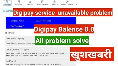 digipay service unavailable problem | digipay wallet balance not showing | today |