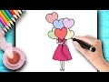  comment dessiner une fille tenant des ballons mignons dessins mignons et faciles