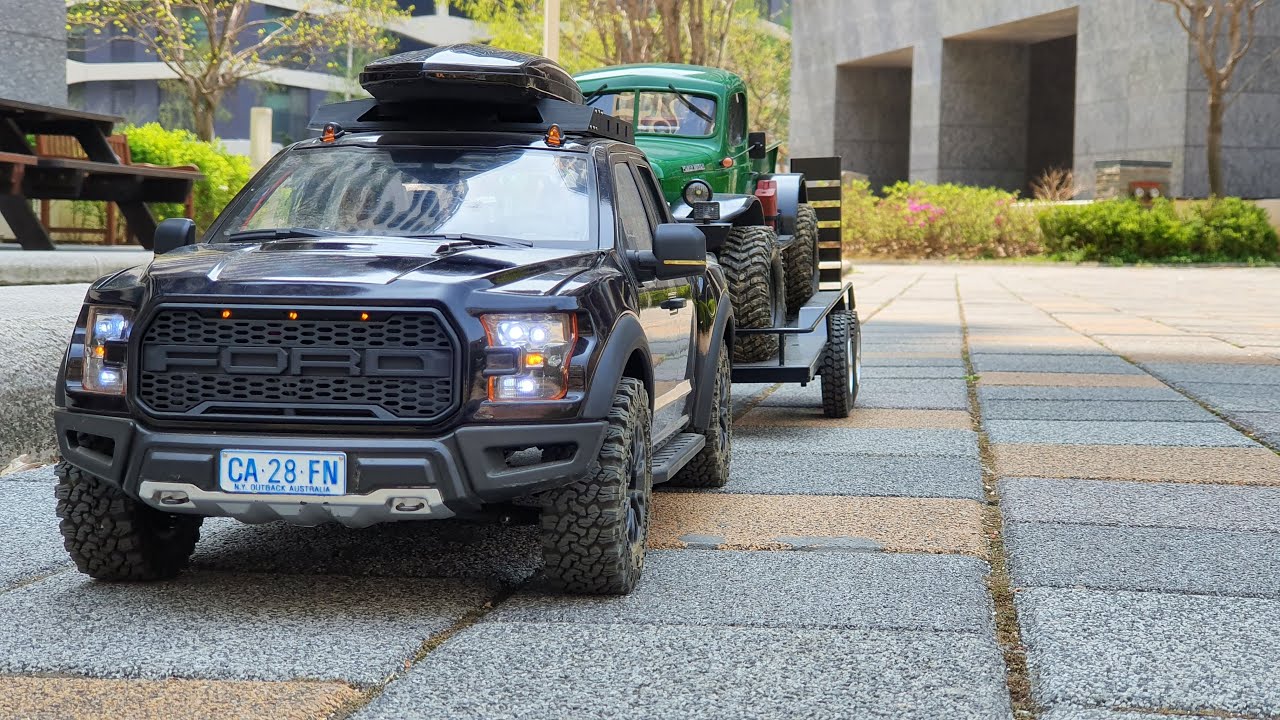 RC Trailer Ford F-150 Raptor RC4WD Hero trail run - YouTube