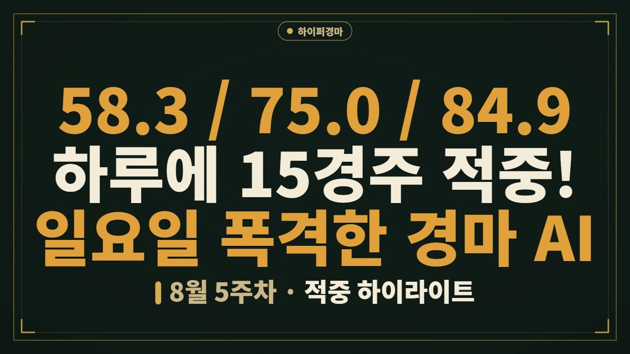 일요경마를 압도한 경마예측 AI가 있다?! | [영상포함] 적중 하이라이트 | 하이퍼AI와 함께, 8월 5주차 일요경마를 복기해보세요! #ai경마 #일요경마 #경마하이라이트