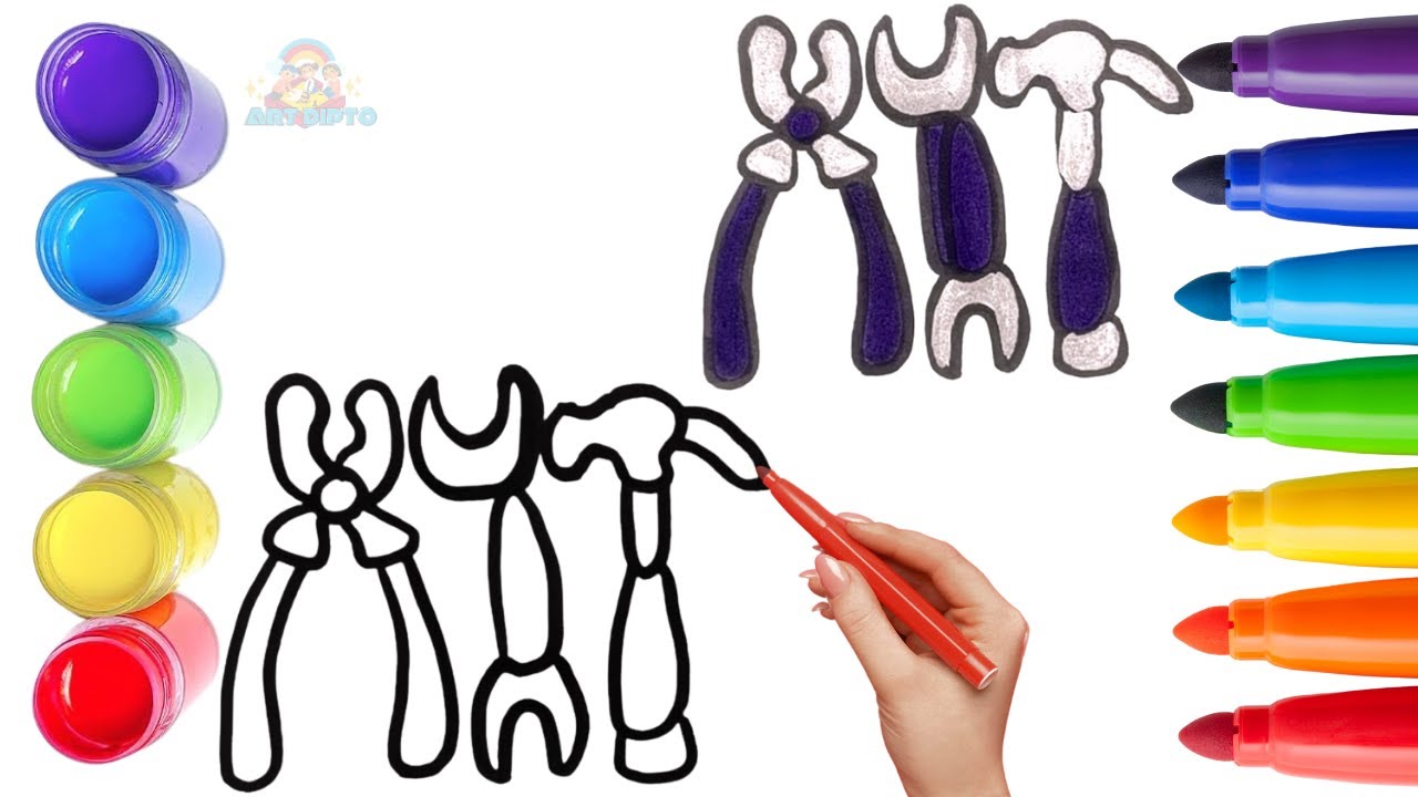 Как нарисовать милые ручные инструменты. Рисование, раскрашивание и живопись для детей и малышей....