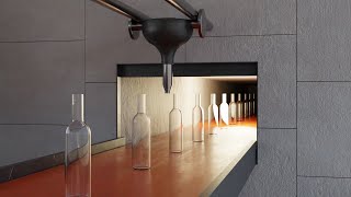 Filling bottles with colored particles - Blender Animation