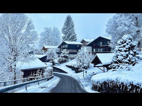 스위스 | morning | 눈길 도보 여행 4K