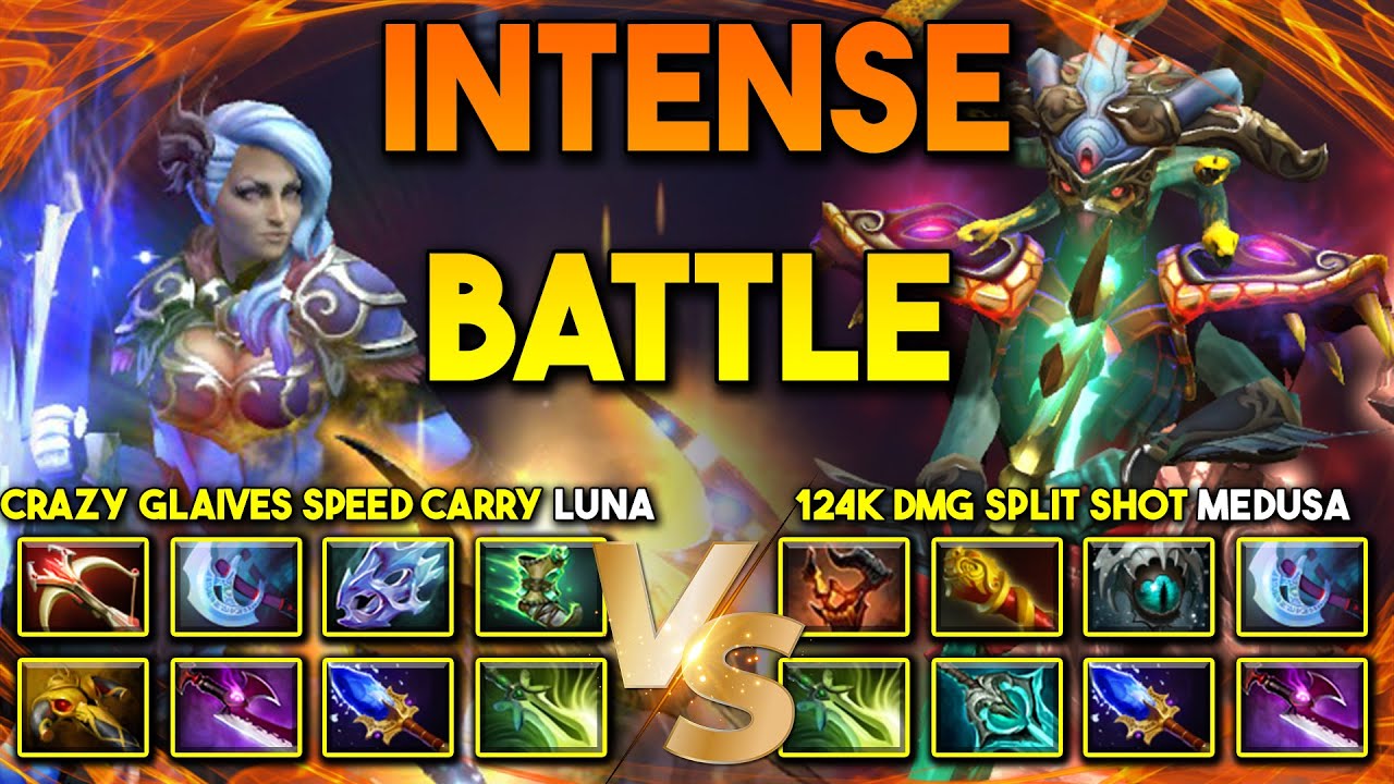 INTENSE LATE GAME BATTLE | CRAZY GLAIVES SPEED CARRY LUNA VS. 124K DMG ...
