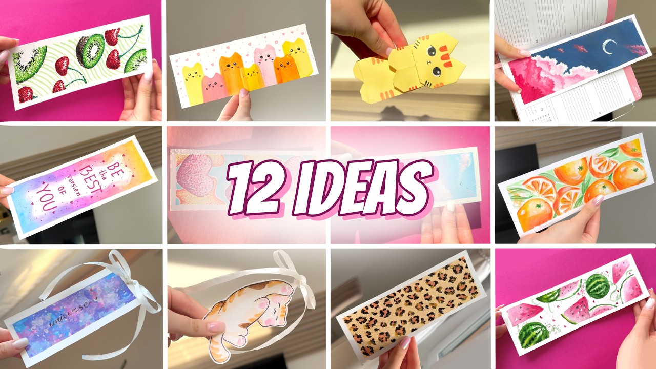 12 IDEAS | How to make cute bookmarks at home