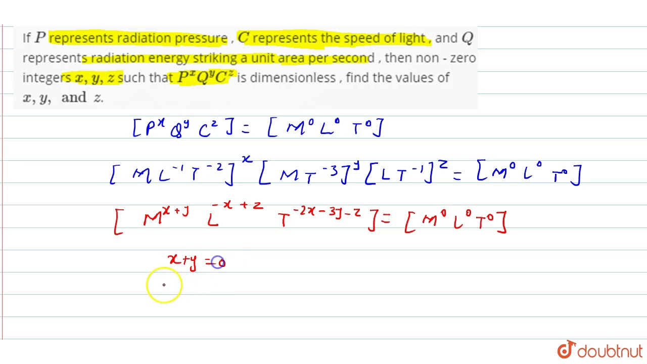 If P Represents Radiation Pressure C Represents The Speed Of Light And Q Represents Ra Youtube