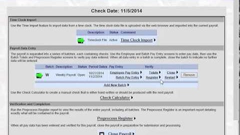 Payentry Payroll Batches Screen
