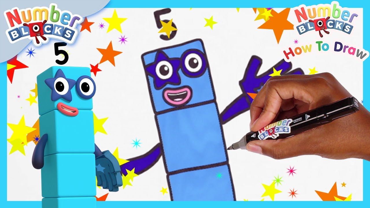 How to draw numberblocks 5