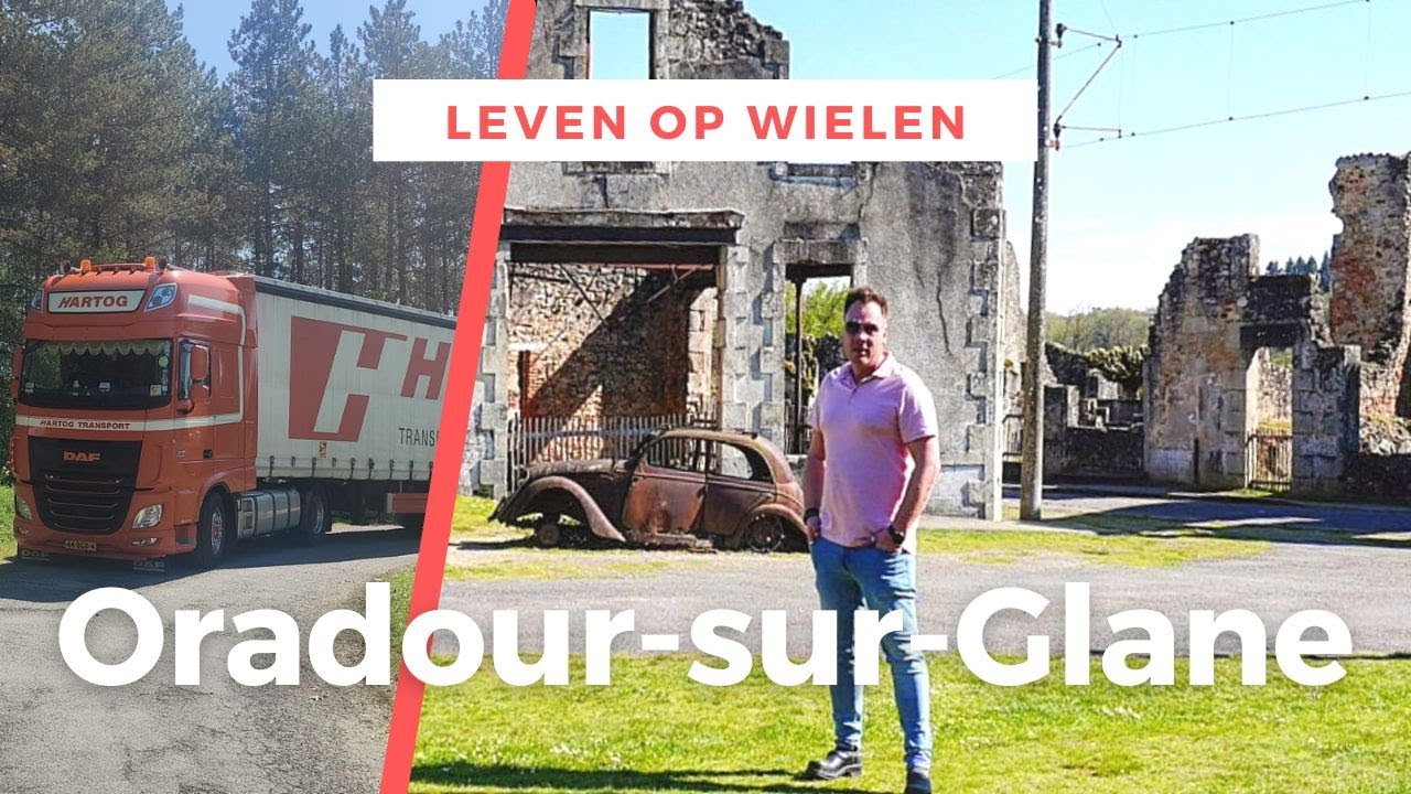 Langs het monument van Oradour-sur-Glane tijdens een toeristisch ritje