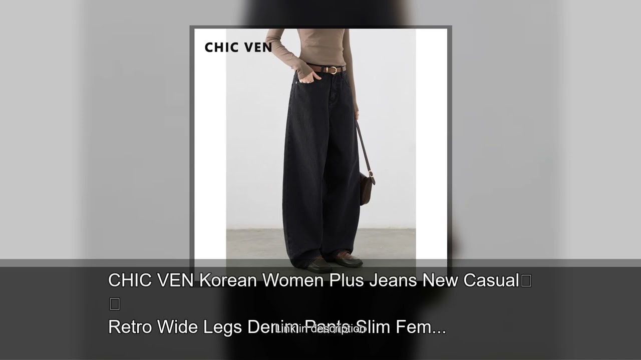 CHIC VEN Korean Women Plus Jeans New Casual Retro Wide Legs Denim Pants Slim Female Trousers Sp