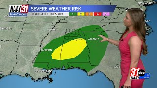 Strong to severe storms possible overnight and Tuesday morning