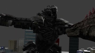 Evolved Godzilla vs  Mechagodzilla Test Blender Animation