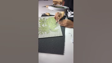 Carving process on this block. #printmaking #interestingshorts #blockprinting #reliefprint #linocut