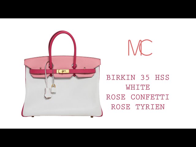 Hermes Special Order (HSS) Birkin 25 Rose Sakura and White Clemence  Permabrass Hardware